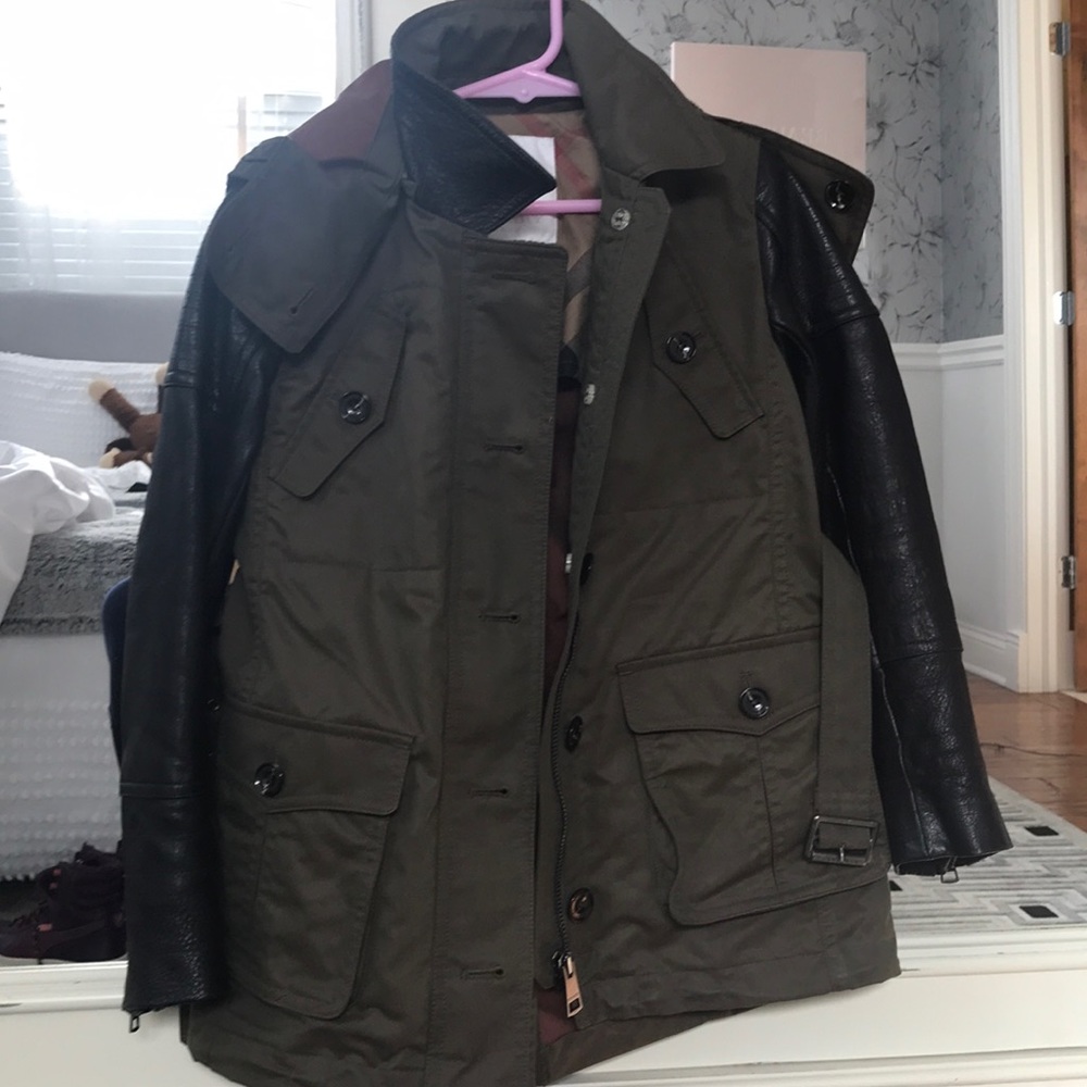 Little Girls Burberry Parka with Leather Sleeves